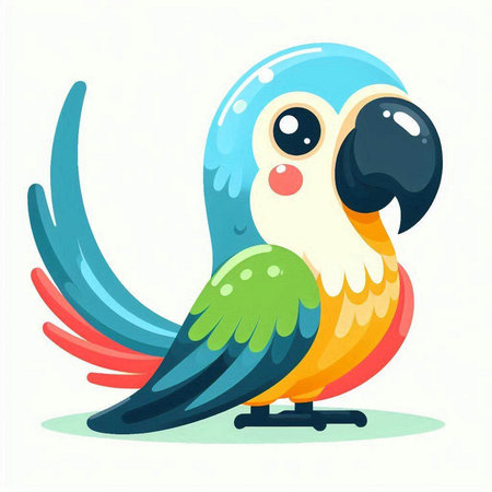 Cute colorful parrot. Vector illustration isolated on white background.のイラスト素材