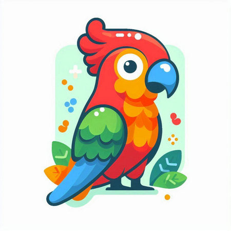 Cute colorful parrot on a white background. Vector illustration.のイラスト素材