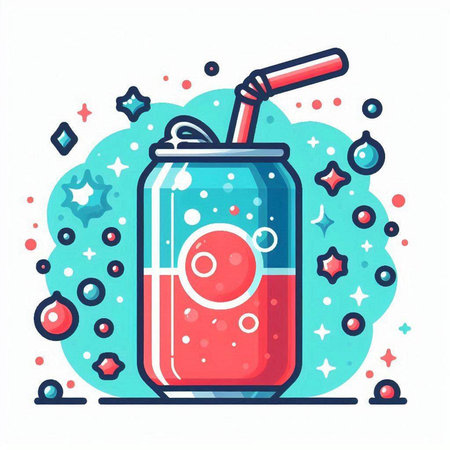 Cocktail in a glass with a straw. Vector illustration.のイラスト素材