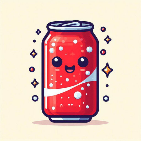 Cute soda can character. Vector cartoon kawaii illustration.のイラスト素材