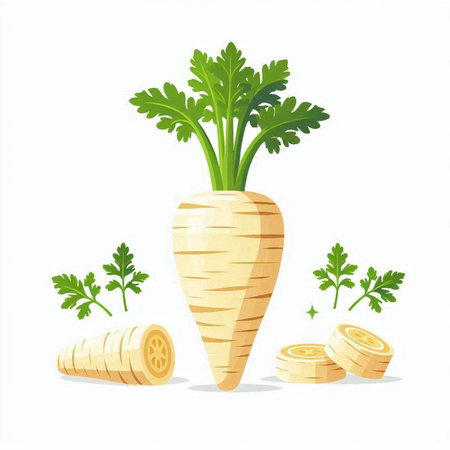 Carrot with parsley on a white background. Vector illustration.のイラスト素材