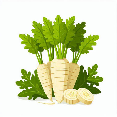 Fresh parsnip bunch isolated on white background. Vector illustration.のイラスト素材