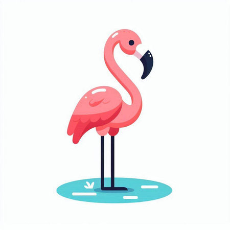 Flamingo flat color vector faceless character. Exotic tropical bird isolated cartoon illustration for web graphic design and animationのイラスト素材
