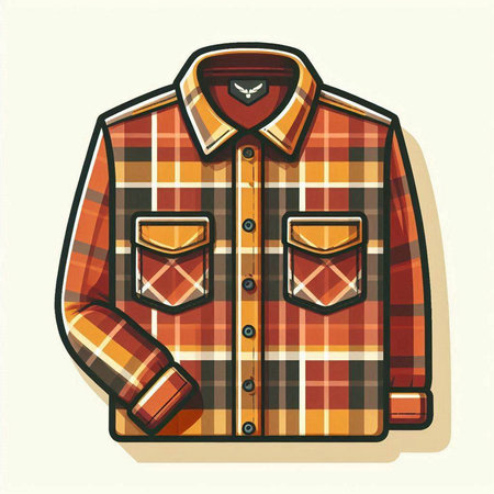 Vector illustration of a men's shirt with checkered pattern.のイラスト素材