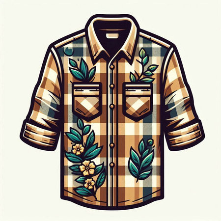 Illustration of a man's shirt with floral pattern. Vector illustration.のイラスト素材