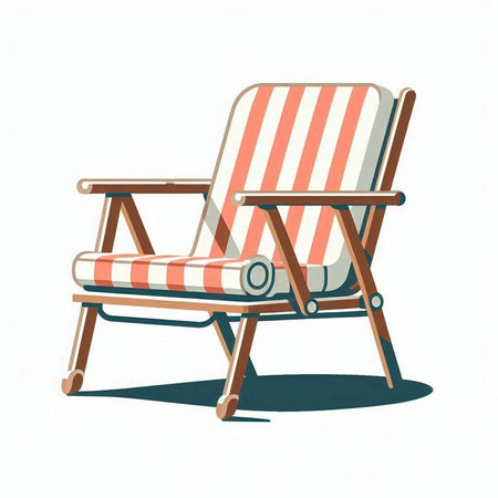 Beach chair isolated on white background. Vector illustration in flat cartoon style.のイラスト素材