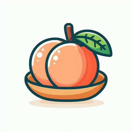 Peach fruit icon isolated on white background. Vector illustration of peach.のイラスト素材