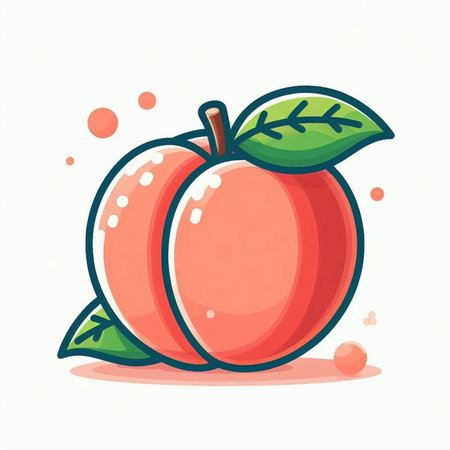 Peach fruit vector illustration. Isolated on a white background.のイラスト素材
