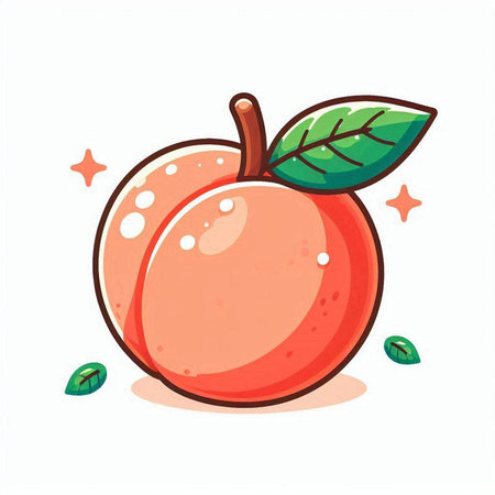 Peach. Vector illustration in cartoon style isolated on white background.のイラスト素材