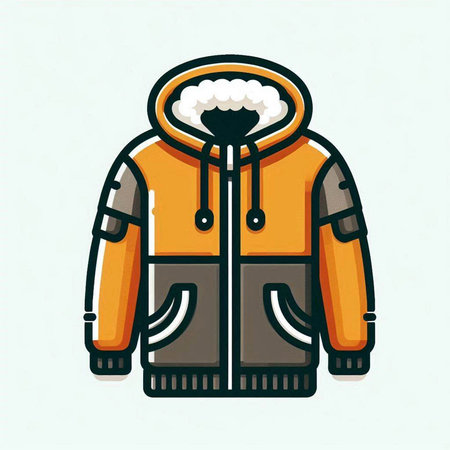 Vector illustration of a warm winter jacket. Isolated on white background.のイラスト素材