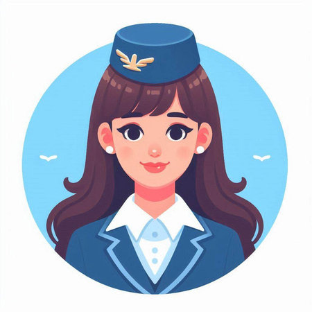 Stewardess in uniform. Vector illustration in a flat style.のイラスト素材