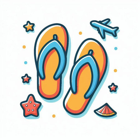 Flip-flops vector icon. Beach flip flops vector icon.のイラスト素材