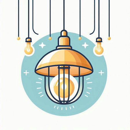 Vector illustration of lightbulb with egg inside hanging on ropes.のイラスト素材