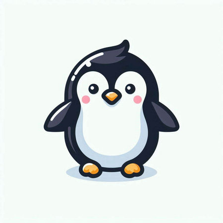 Cute cartoon penguin. Vector illustration of a funny penguin.のイラスト素材