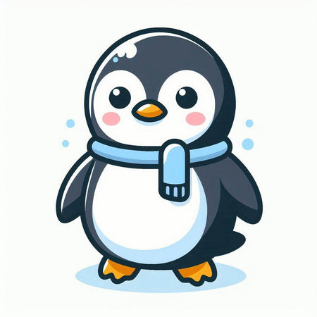 Cute cartoon penguin. Vector illustration isolated on white background.のイラスト素材