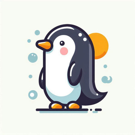 Cute cartoon penguin. Vector illustration of a funny penguin.のイラスト素材