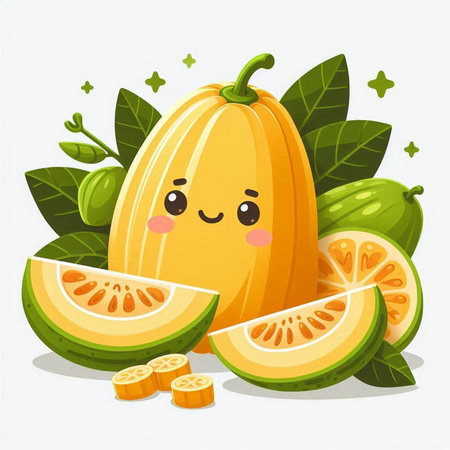 Cute kawaii kawaii papaya fruit character. Vector illustrationのイラスト素材