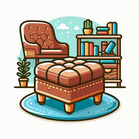 Illustration of a cozy armchair in the living room. Vector illustrationのイラスト素材
