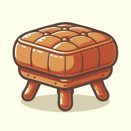 Illustration of an old wooden stool isolated on a white background.のイラスト素材
