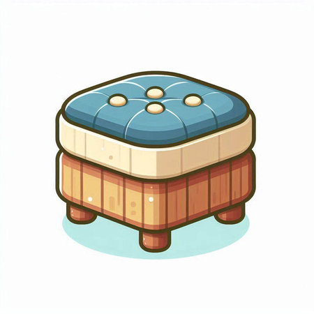 Illustration of a wooden stool on a white background, vector illustrationのイラスト素材