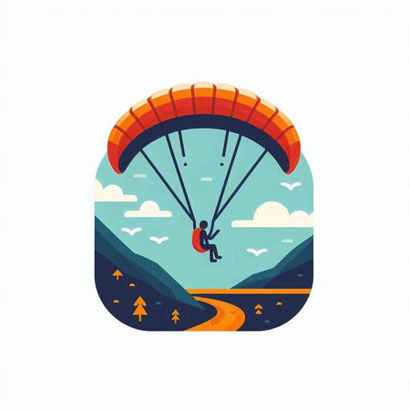 Paraglider flying in the sky. Paraglider flying in the sky vector illustrationのイラスト素材
