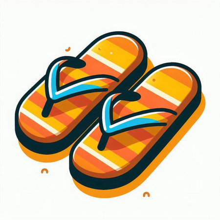 Flip flops colorful icon isolated on white background. Vector illustration.のイラスト素材
