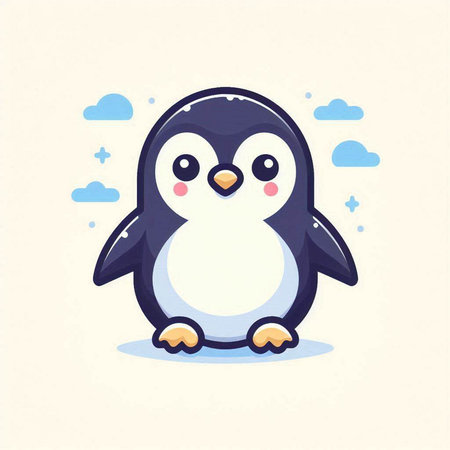 Cute penguin cartoon vector illustration. Cute penguin icon.のイラスト素材