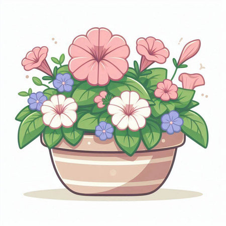 Flower pot isolated on white background. Vector illustration in cartoon style.のイラスト素材