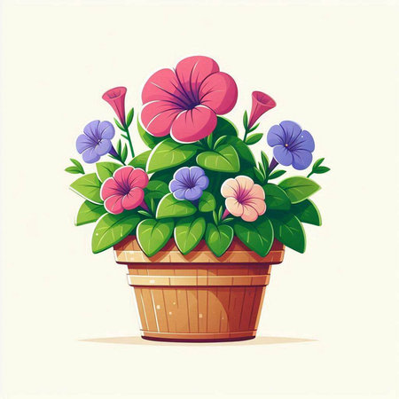 Flower pot isolated on white background. Vector illustration in cartoon style.のイラスト素材