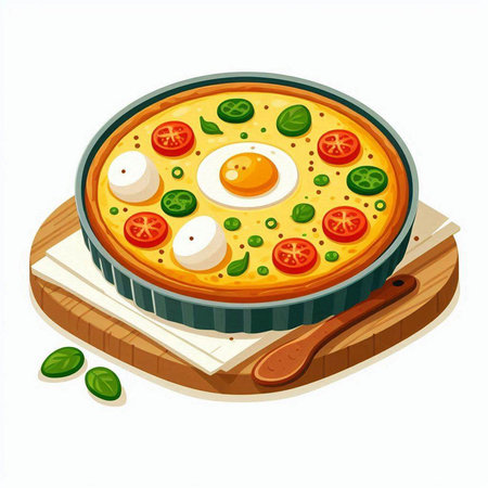 Illustration of a pizza with mozzarella, tomato and basilのイラスト素材