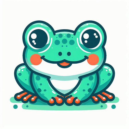 Frog icon. Cute cartoon character for kids. Vector illustration.のイラスト素材