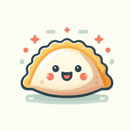 Kawaii dumplings. Vector illustration in cartoon style.のイラスト素材