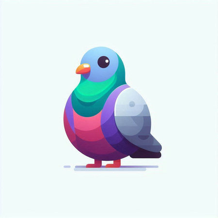Pigeon. Colorful bird. Vector illustration. Flat design.のイラスト素材