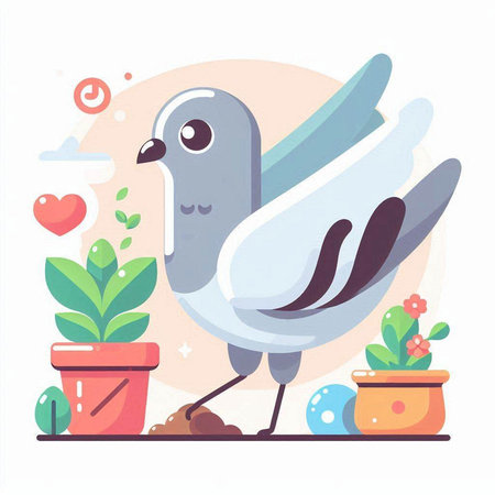 Pigeon vector illustration. Cute bird in flat style.のイラスト素材
