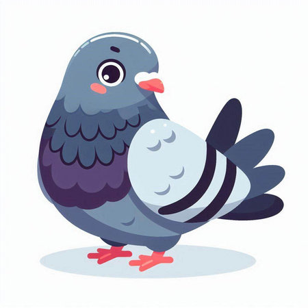 Pigeon isolated on white background. Cute doodle vector illustration.のイラスト素材