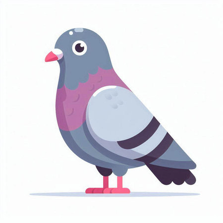 Pigeon isolated on white background. Vector illustration. Cartoon style.のイラスト素材