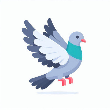 Pigeon flying in the air. Vector illustration in cartoon style.のイラスト素材