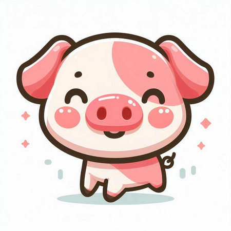 Cute pig cartoon vector illustration. Cute pig character with happy expression.のイラスト素材