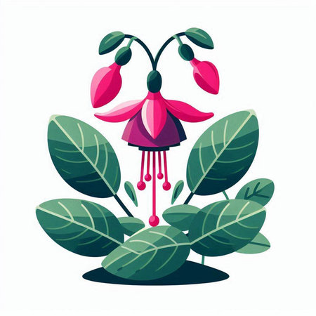 Fuchsia flower isolated on a white background. Vector illustration.のイラスト素材