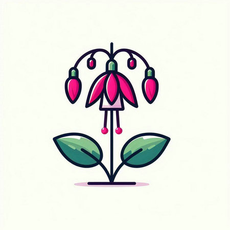 Fuchsia flower icon, vector illustration. Flat design style.のイラスト素材