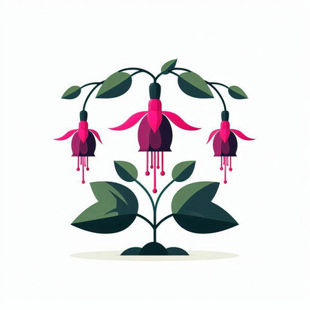 Fuchsia flower isolated on a white background. Vector illustration.のイラスト素材