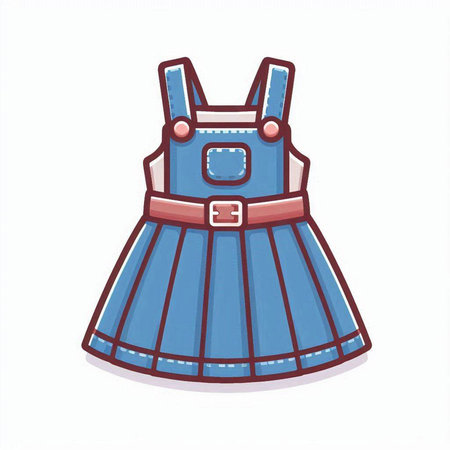 Dress for little girl. Vector illustration in doodle style.のイラスト素材