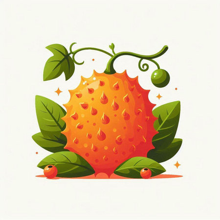 Gac fruit vector illustration. Cucumis kiwano.のイラスト素材