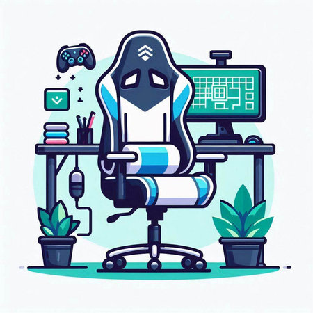 Futuristic office chair, vector illustration in flat cartoon style.のイラスト素材