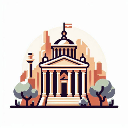 Illustration of a city building in the style of flat design.のイラスト素材