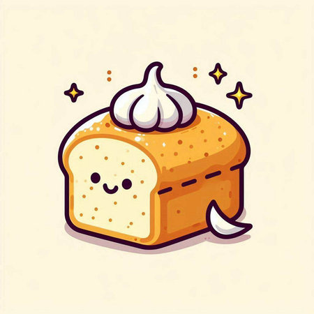 Cake with whipped cream. Vector illustration. Cute cartoon character.のイラスト素材