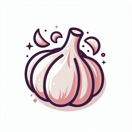 Garlic vector illustration. Hand drawn doodle vegetable icon.のイラスト素材
