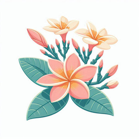 Plumeria flower vector illustration isolated on white background. Vector illustration.のイラスト素材
