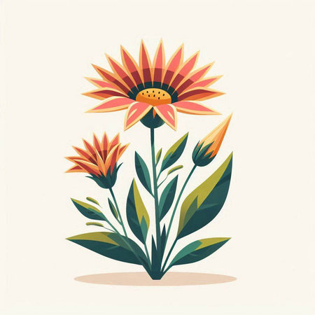 Illustration of a beautiful flower in retro style. Vector illustration.のイラスト素材