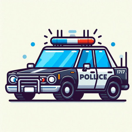 Police car. Police car. Police car. Police car. Vector illustration.のイラスト素材